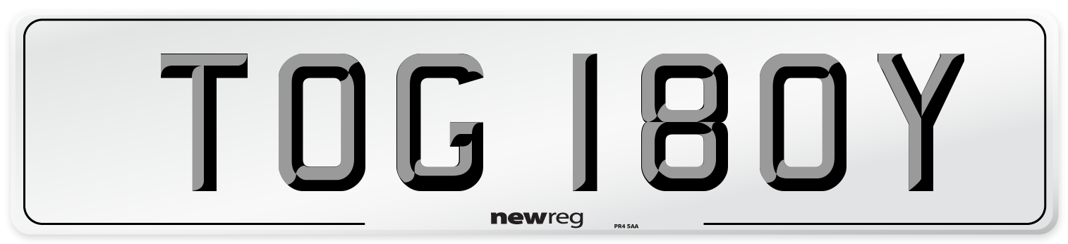 TOG 180Y Number Plate from New Reg